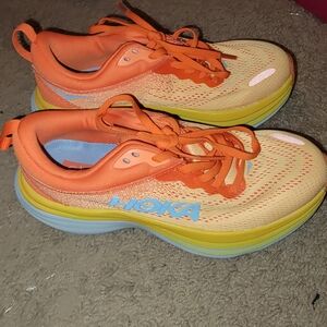 HOKA BONDI 8 Women's Orange and Yellow Athletic Shoes